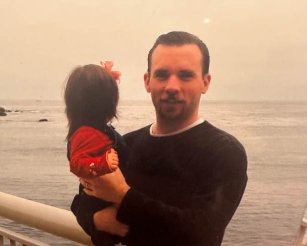 young dad and i by the water