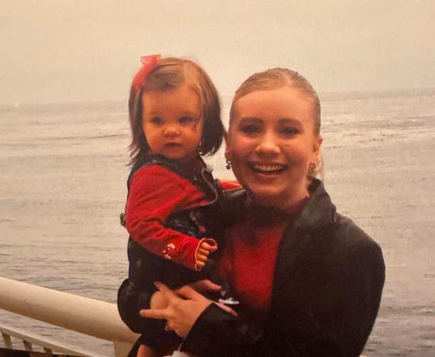 young mom and me by the ocean