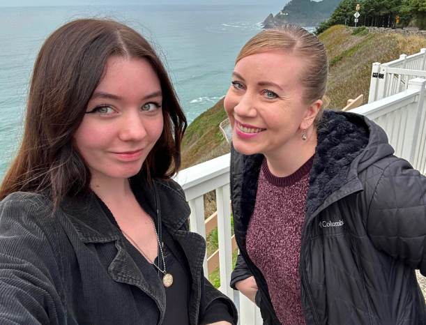 older mom and i by the ocean