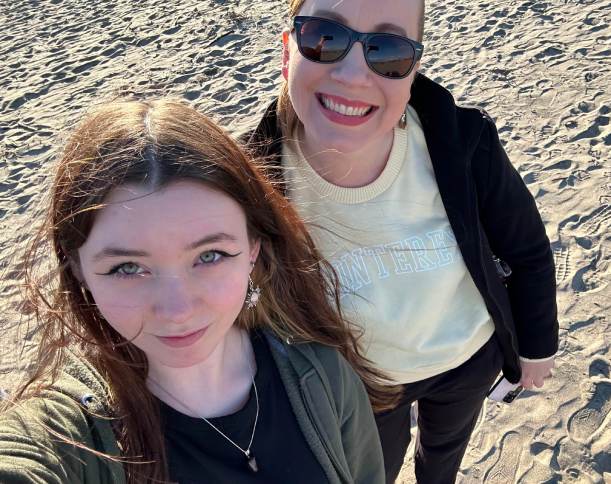 mom and i in the sand